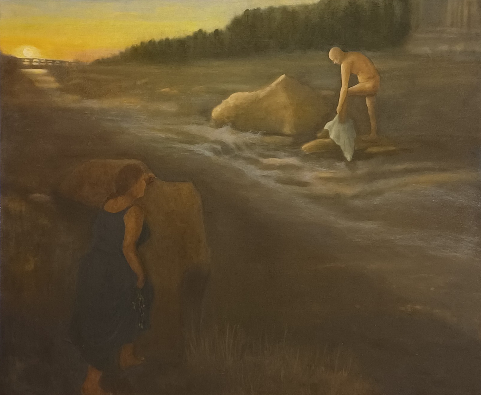 Kveldsbad. Oil on linen canvas 100×120 cm.