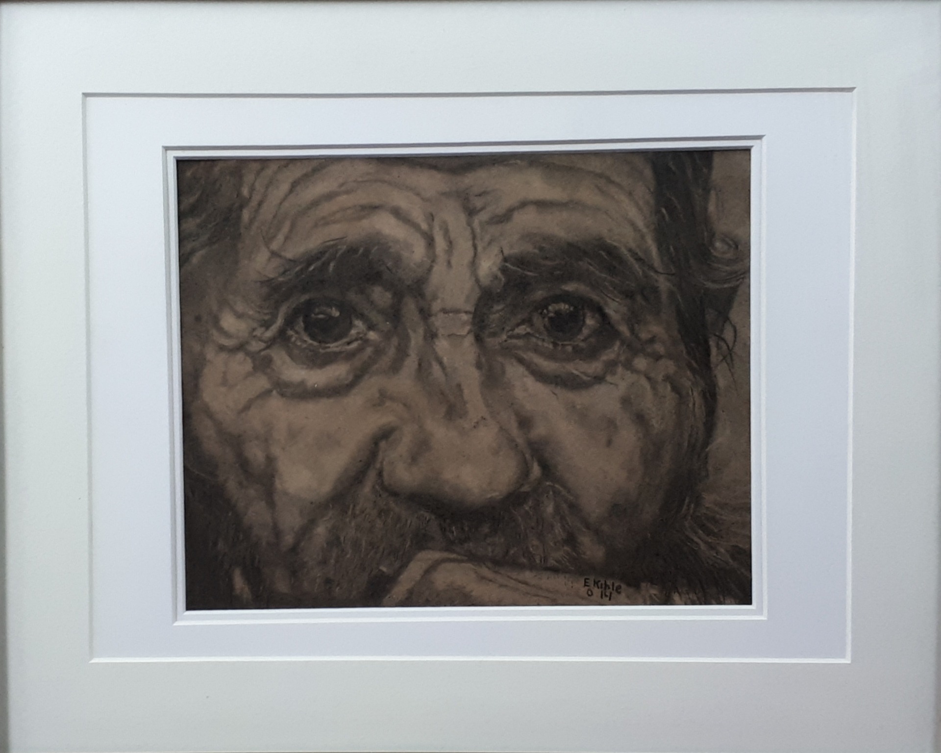 Fiskeren. Charcoal drawing. 43,50×53,50 cm. 